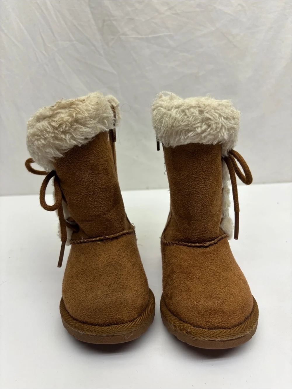 Falls creek Kids Faux-Suede Winter Boots with Plush Cuff, SZ 5 baby, box 73